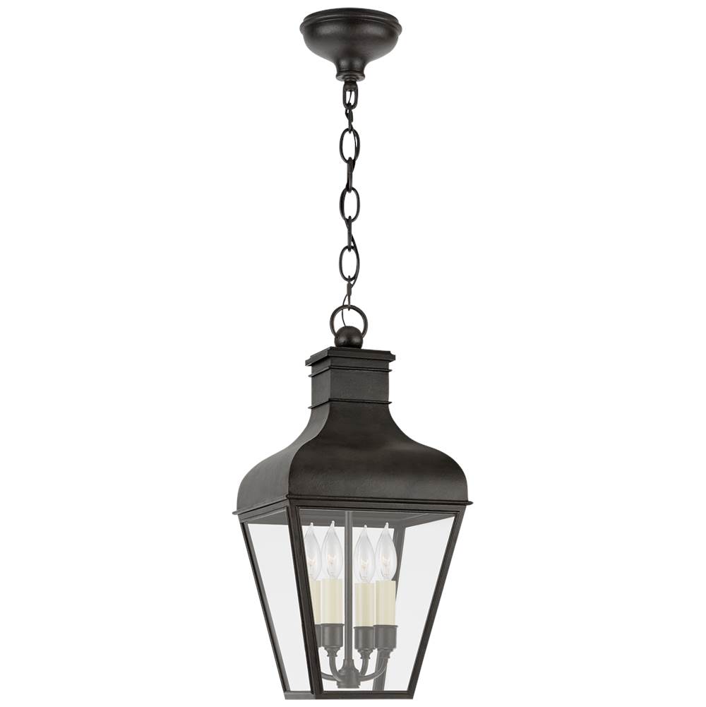 Visual Comfort Signature Collection Fremont Medium Hanging Lantern in French Rust with Clear Glass